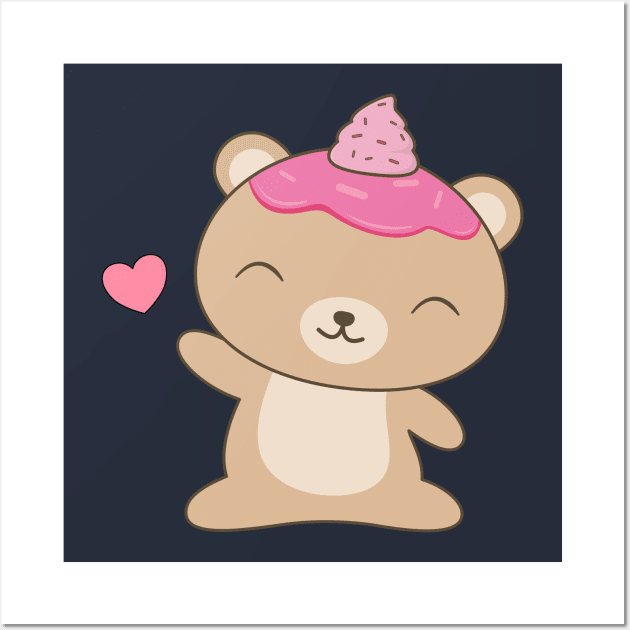 Kawaii Cute Bear T-Shirt Wall Art by happinessinatee